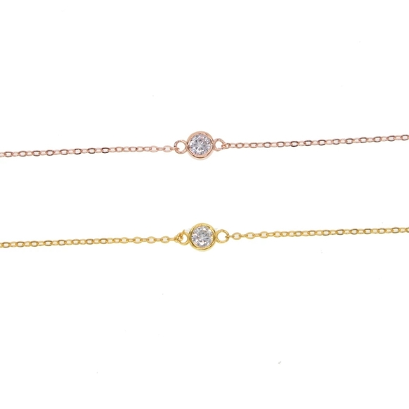 NEW 18k Yellow Gold | 925 Sterling Bezel Set Diamond Solitaire Bracelet - Picture 14 of 16